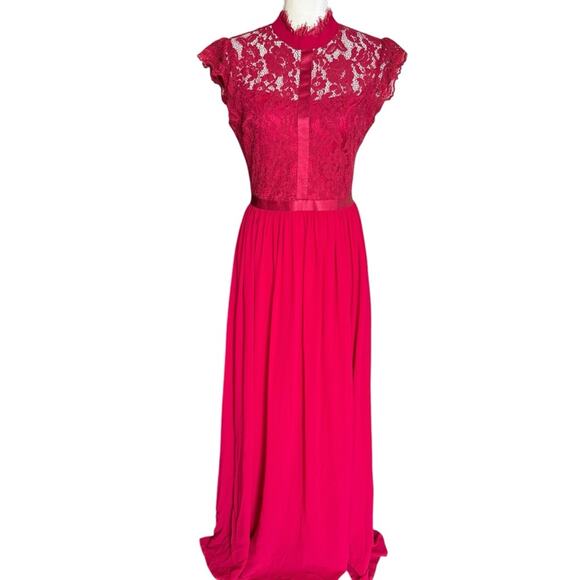 Miusol Elegant Lace Dark Red Maxi Dress Size Medium M NWT - Picture 1 of 3